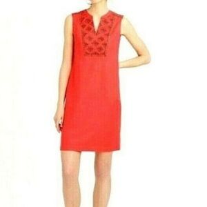 J.Crew Coral Embroidered Sunburst‎ Shift Dress